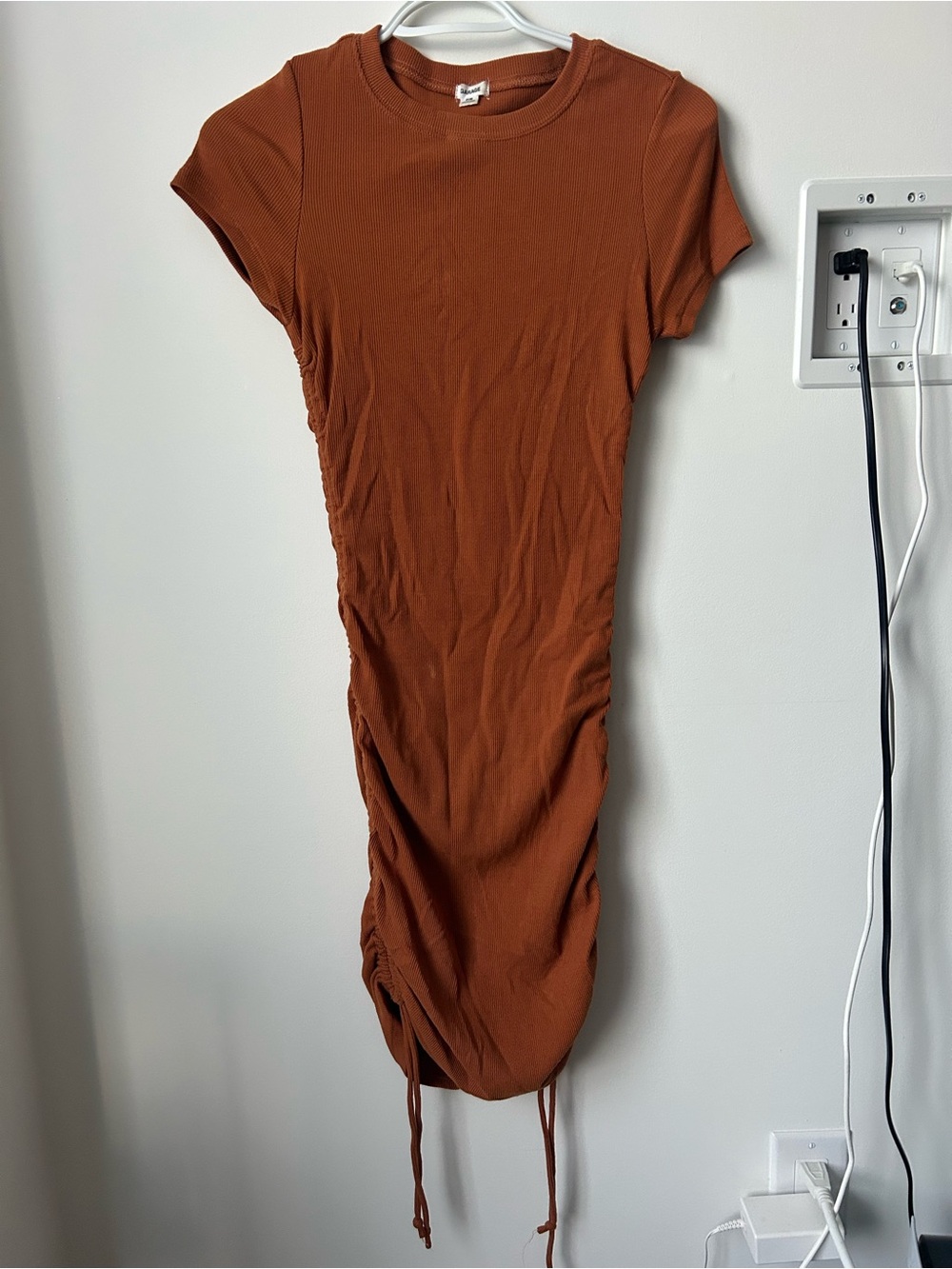 Rust Drawstring Bodycon Dress - Women